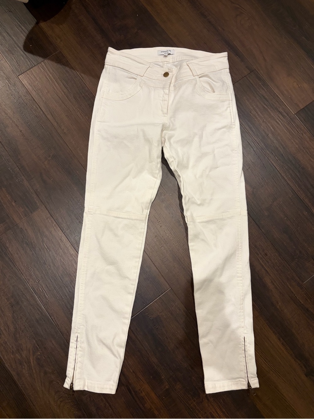 Emerson Fry White Cotton Pants Women’s Zip Hem